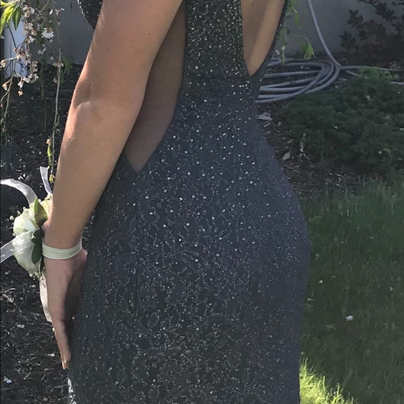 JOVANI dress. Gunmetal blue size 6 - Picture 8 of 10